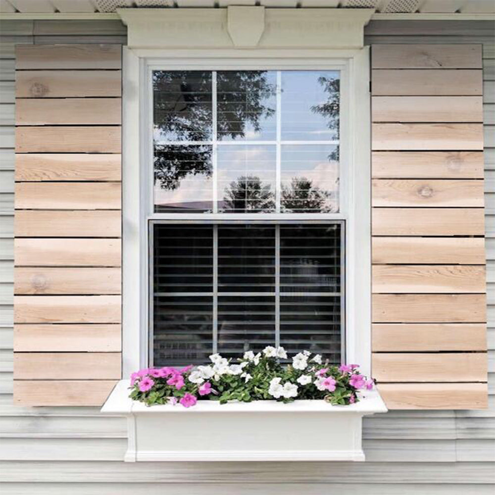 Natural Wood Horizontal Slat Wooden Shutters