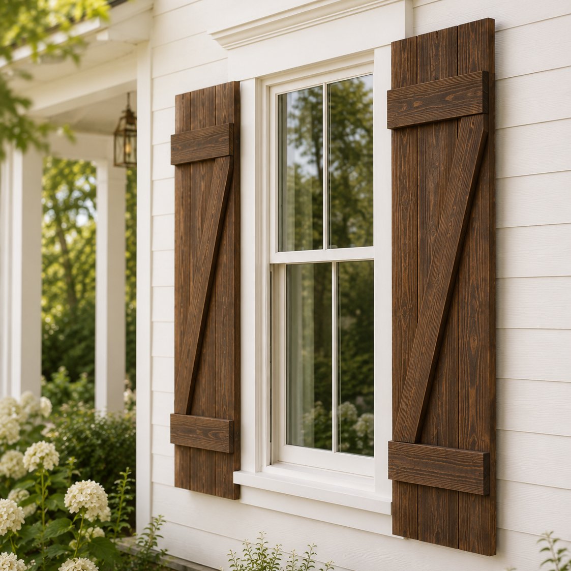 Z-Bar Exterior Wood Shutters - Cedar - Set of 2